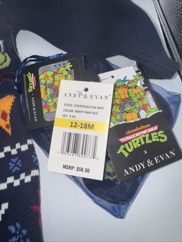 TMNT® X Andy & Evan® Fair Isle Icon Sweater Romper 12-18 Month 3 Piece Set NWT! - Picture 5 of 9