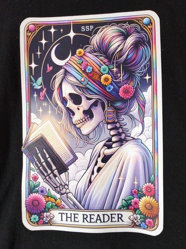 T-shirt donna My Gothic Girl XL nera scheletro il lettore tarocchi girocollo - Foto 3 di 9