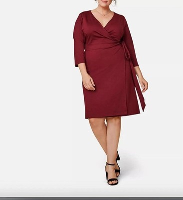 Seek No Further By Fruit Of The Loom Burgundy Wrap Dress 3X