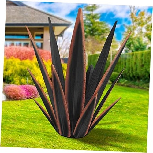 Large Tequila Rustic Sculpture, Rustic Metal Agave Plants for Outdoor Black -L