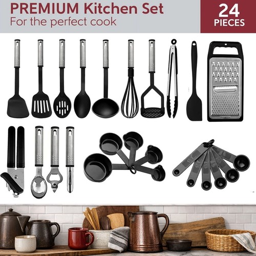 24 Pcs Nonstick Utensil Set Silicone Kitchen Cooking Utensils Spatula Spoon Tool