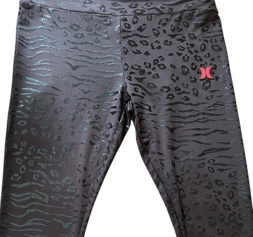 Hurley Black Cheetah Leopard Print Stretch Leggings Girls Childrens Size Large