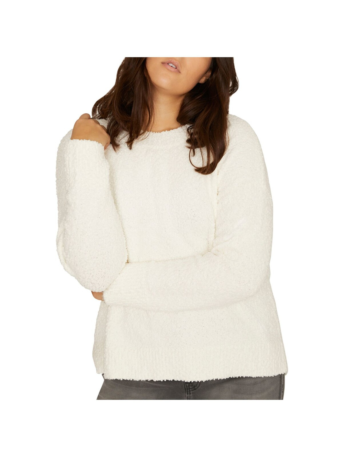 Женский белый свитер с круглым вырезом и длинными рукавами SANCTUARY Womens Plus 1X