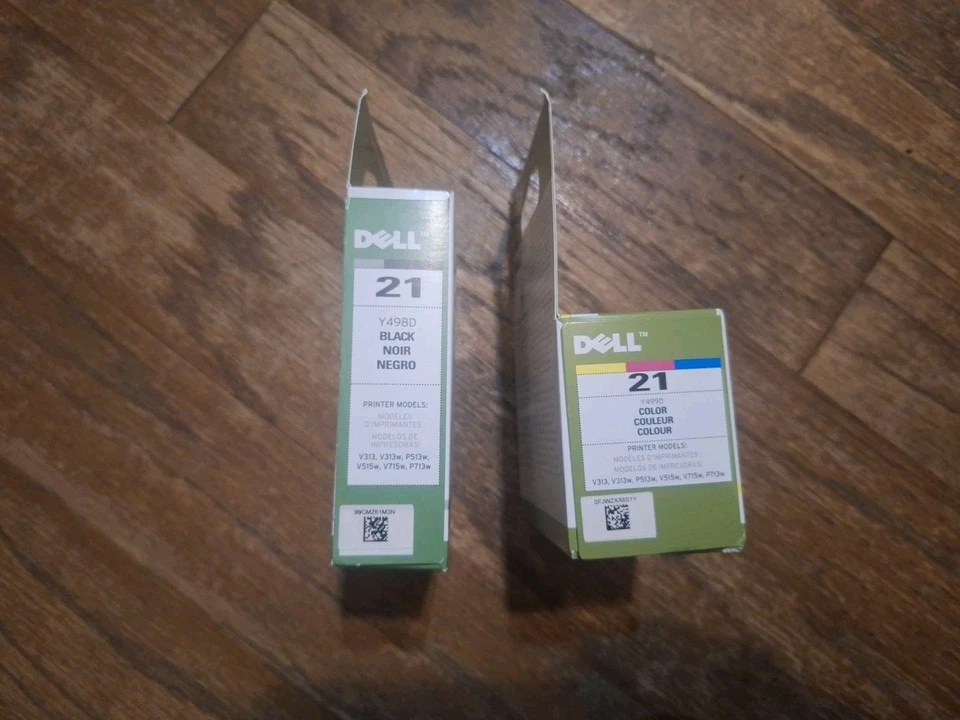 NUEVO GENUINO DELL SERIE 21 NEGRO Y COLOR TINTA CAJAS SELLADAS Y498D Y499D Foto 2 de 2