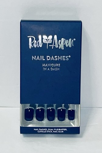 Red Aspen Press On Nails ~ Frans-Tastic Blue ~ Short Square Nail Dashes NEW