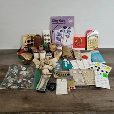Vintage Threads Buttons Fasteners Crafting Lot Pearl Snaps Sewing