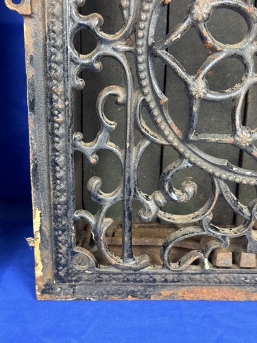 Pair C.1880 Wall Heat Grates, GOTHIC TOMBSTONE Style Vents, Working Louvers! - Picture 17 of 24