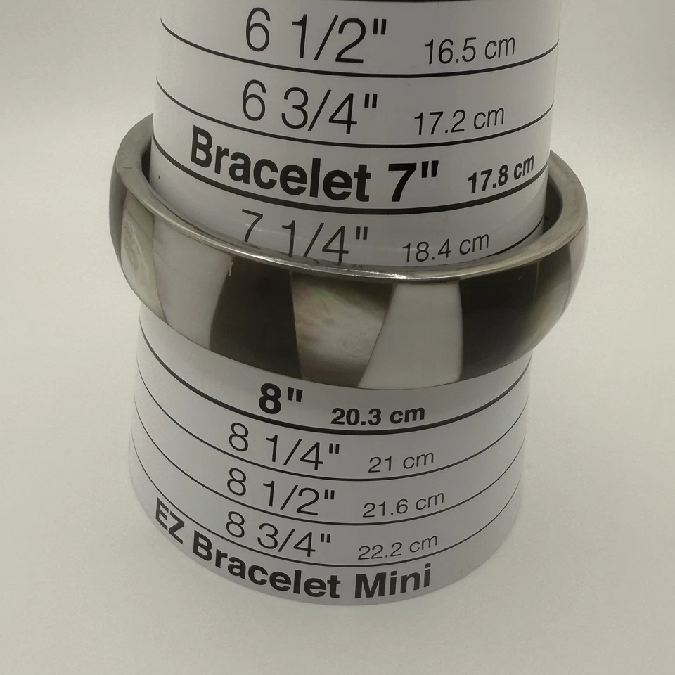 "Dos pulseras tono plata madreperla brazalete 7,75"" vidrio piedra tenis 7,5""" Foto 4 de 4