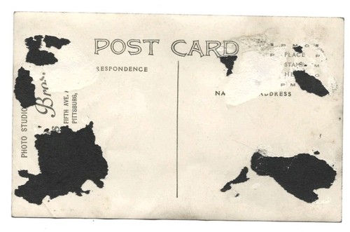 Vintage 1905 RPPC Real Photo Postcard of Woman Wear Dress Hat Fashion Pittsburgh - Afbeelding 2 van 2