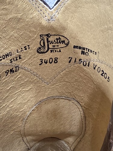 Justin 3408 Braun Leder Western Cowboy Apache Roper Stiefel Herren 9,5 D - Bild 4 von 22