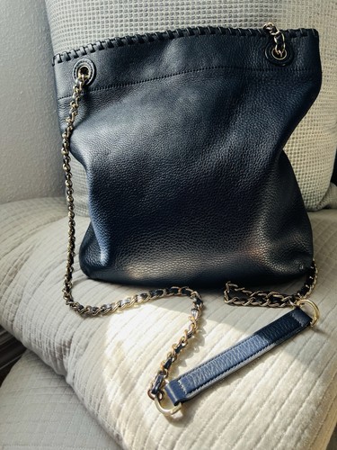 Tory Burch Marion Medium Navy Pebbled Leather 2 Way Purse Pre-owned - Bild 4 von 14