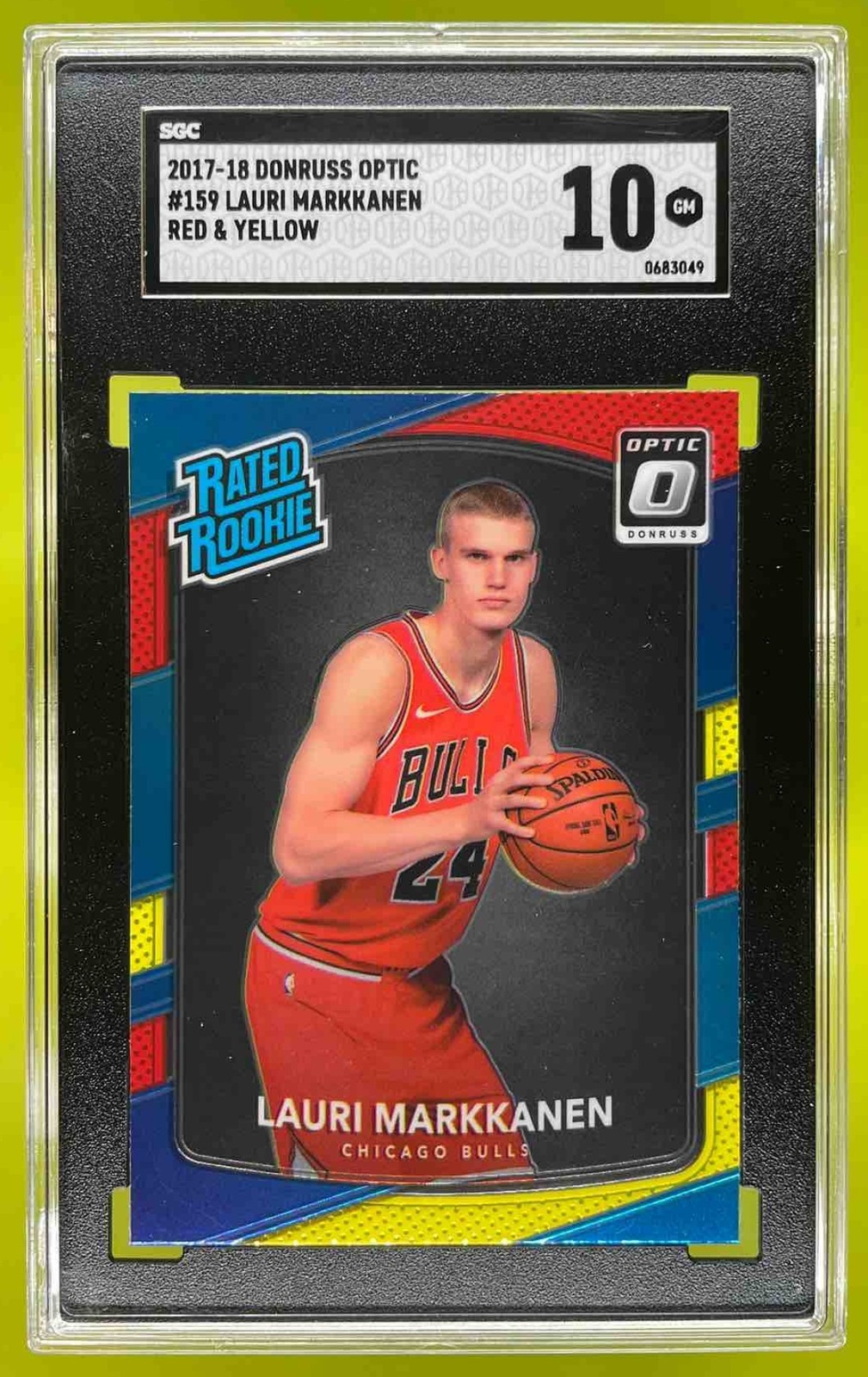 2017 Panini Donruss Optic Lauri Markkanen GSC 10 Red and Yellow #159 RC Bulls