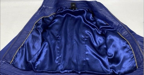 Arden B Leather Jacket Blue Purple Leather Moto Short Waisted Zip Up XS Y2K VNT - Picture 15 of 18