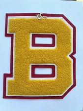 Varsity Jacket Letter B Patch Appliqu  Deep Yellow Chenille/Red Felt Never Used
