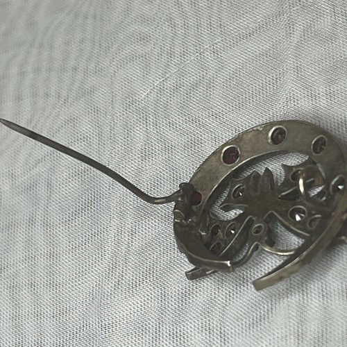 RARE Vintage Antique Victorian Bohemian Red Garnet Butterfly 925 Brooch Pin SS - Picture 5 of 7