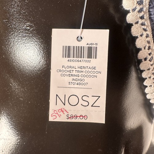 Chico’s Medium Kimono Oberteil Oversize Cover-Up Häkel weiß blau Blumen Bohemian - Bild 5 von 7