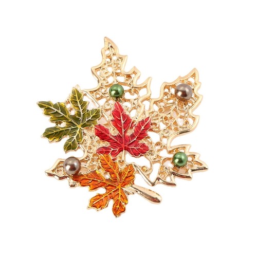 Crystals Embellished Maple Brooch Retro Designs Women Accessory Alloy Materials - Picture 7 of 8