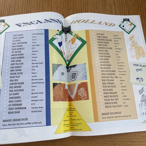 1993 Apr 28 England v Holland Wembley with Ticket VGC - Picture 2 of 2