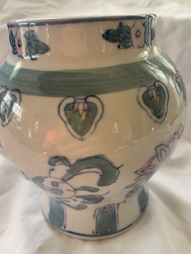Vaso cinese vaso porcellana blu bianco floreale vintage alto 5,75” - Foto 6 di 10