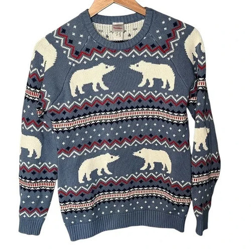 Hanna Andersson Fair Isle Polar Bear Holiday Sweater Youth Size 12 - Picture 2 of 10
