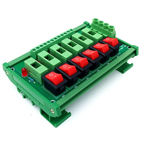 DIN Rail Mount 6 Position Fuse Switch AC/DC Power Distribution Strip Module - Picture 2 of 9