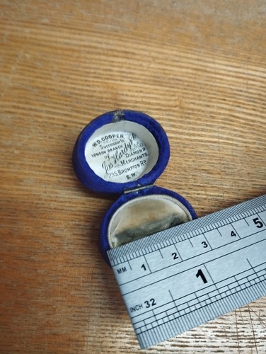 Antique Blue / Purple Drum Shaped JEWELLERY RING BOX - WD Cooper, London S.W - Picture 8 of 9