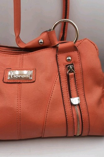 Fiorelli Vegan Leather Sunset Orange Double Handle Shoulder Bag Purse Lined - Picture 3 of 12