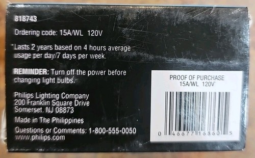 2 Pack Philips DuraMax 15w Soft White Medium Base (A15) 3000 Hours (15A/WL) - Picture 3 of 3