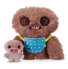 New FUGGLER Mini Rascals Brown SQUIDGE w/Baby TEETH Covered Blue Baby Carrier