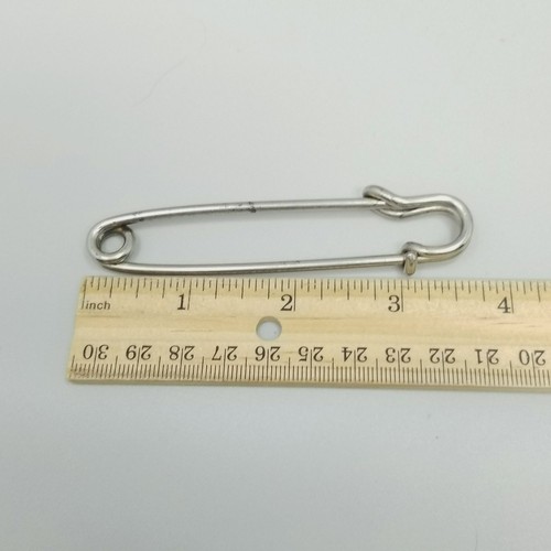 Vintage Large Oversized Safety Pin Brooch Kilt Shawl Scarf Key Chain Silver Tone - Picture 2 of 8