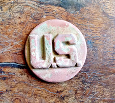 US 1"/25.4mm brass clutch back collar disk or badge, WWII era