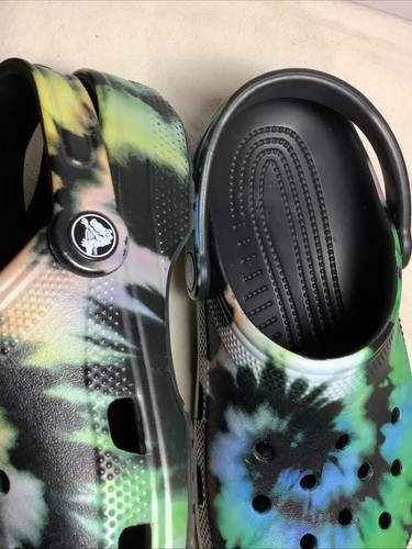 CROCS Classic Slip Ons W 5/M 3 Black Green Blue Yellow Pink Tie Dye ~EUC - Picture 10 of 17