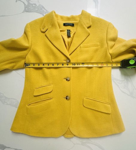 Vintage Lauren Ralph Lauren Yellow 💯 Wool Jacket.  Size 14 - Picture 6 of 6