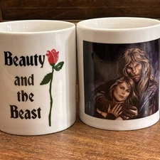 Vintage Beauty & The Beast TV Series 1987-1990 Coffee Mug Set Linda Hamilton