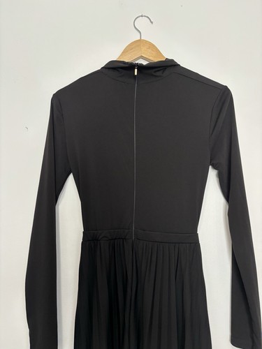 Max Mara Black Jumpsuit S Pleated Wide Leg Wrap Front Zip Back Midi Stretch VGC - Picture 7 of 10