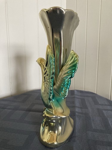 Gold Vintage Vase With A Swan - Picture 2 of 8