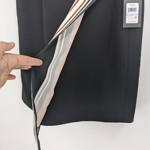 NUEVO CON ETIQUETAS DKNY Falda Mujer 6 Negro Marrón Falda Asimétrica Foto 4 de 4