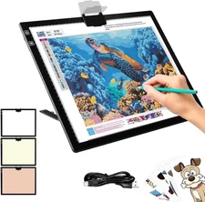 Rechargeable A3 LED Light Box w/Built-in Stand, Light Pad/Board for Diamond P...