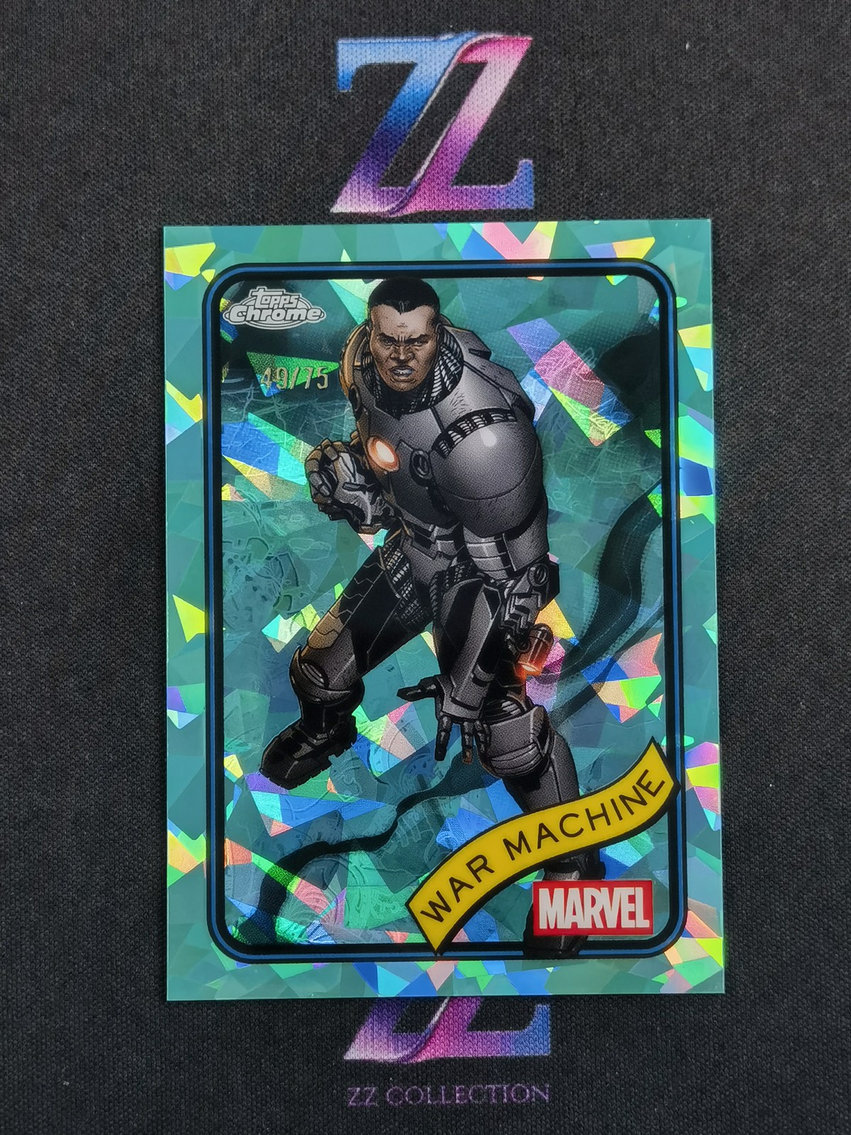 2025 Topps Chrome Marvel Sapphire Aqua 49/75 War Machine #194