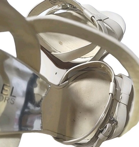 Sexy tacones de plataforma Michael Kors Grace de cuero marfil y plata metálica 10 Club - Imagen 8 de 10