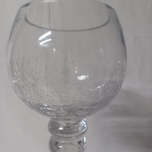 Crackle Effect Glass Vase Candle Holder Home Decor 15.75" Tall - Picture 2 of 6