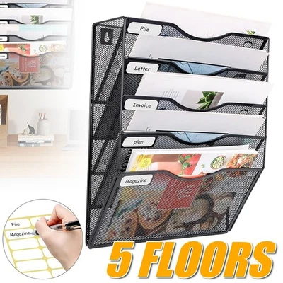 5 Fächer Zeitungshalter Wand Metall A4 Zeitschriftenhalter Zeitschriftenständer - Bild 1 von 4