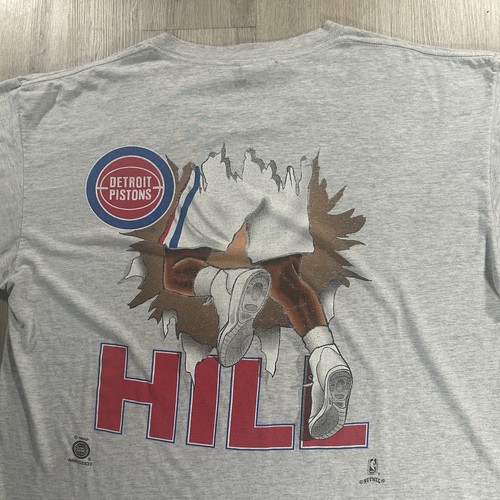 Vintage Nutmeg Grant Hill Detroit Pistons T-Shirt Men XL NBA Gray Made in USA - Picture 2 of 10