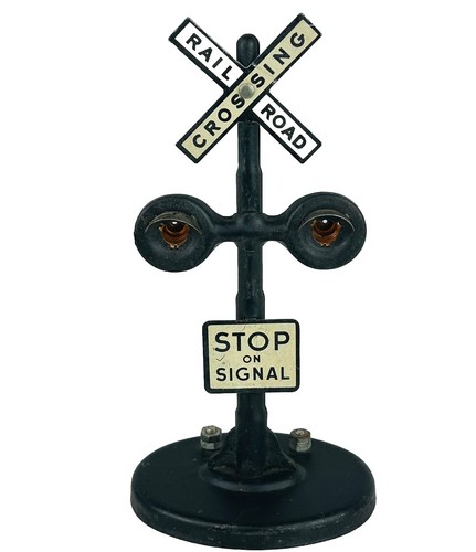 Vintage Marx Metal O Gauge Railroad Crossing Stop on Signal untested