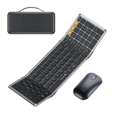 Foldable Keyboard and Mouse, XKM01 True Full-Size Folding Wireless Keyboard M...