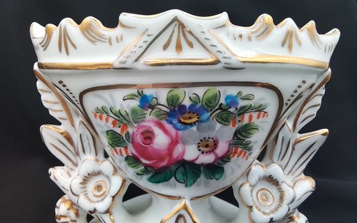 ANTIQUE 1760 SEVRES FRANCE FAN VASE PORCELAIN FLORAL MARKED G WITHIN DOUBLE L L - Picture 23 of 24