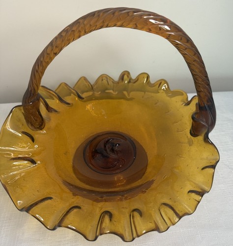 Fenton Thumbprint Bernstein Korb mit gerafften Kanten