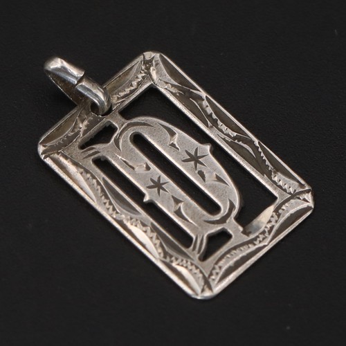 VTG Sterling Silver - MEXICO Initial "D" Letter Open-Work Necklace Pendant - 1g