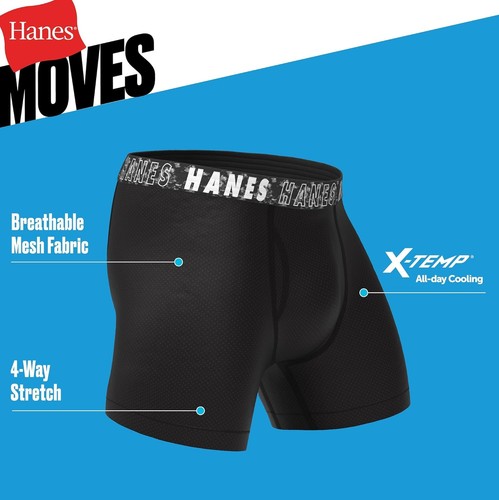 Hanes Boys' Big Performance Tween Boxer Large, Black/Blue/Green/Grey - 6 Pack - Picture 3 of 3