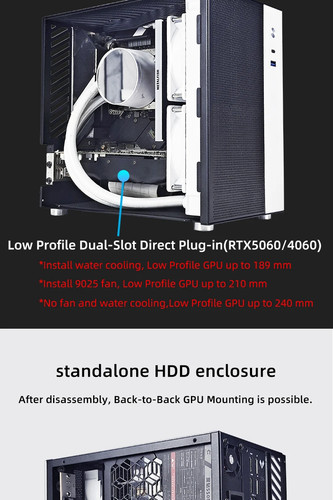 Mini ITX Estuche Blanco 9L Compacto PC Chasis Soporte Flex PSU/240mm GPU/100mm - Imagen 18 de 32